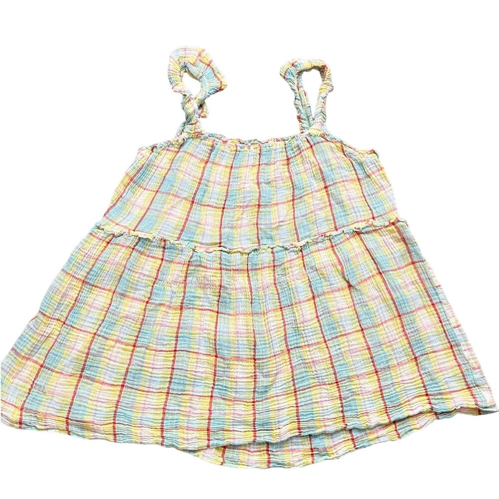 Anthropologie Women Size Medium Yellow Striped 100% Cotton Gauzy Tank Top Blouse